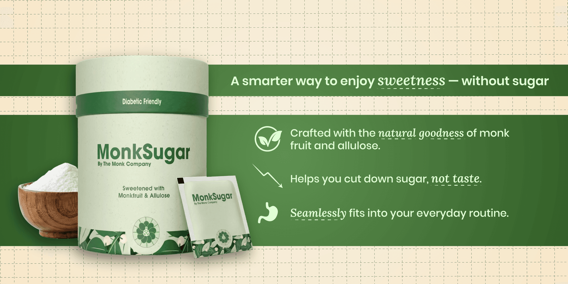 MonkSugar Sachets Box — paper tube packaging and everyday use