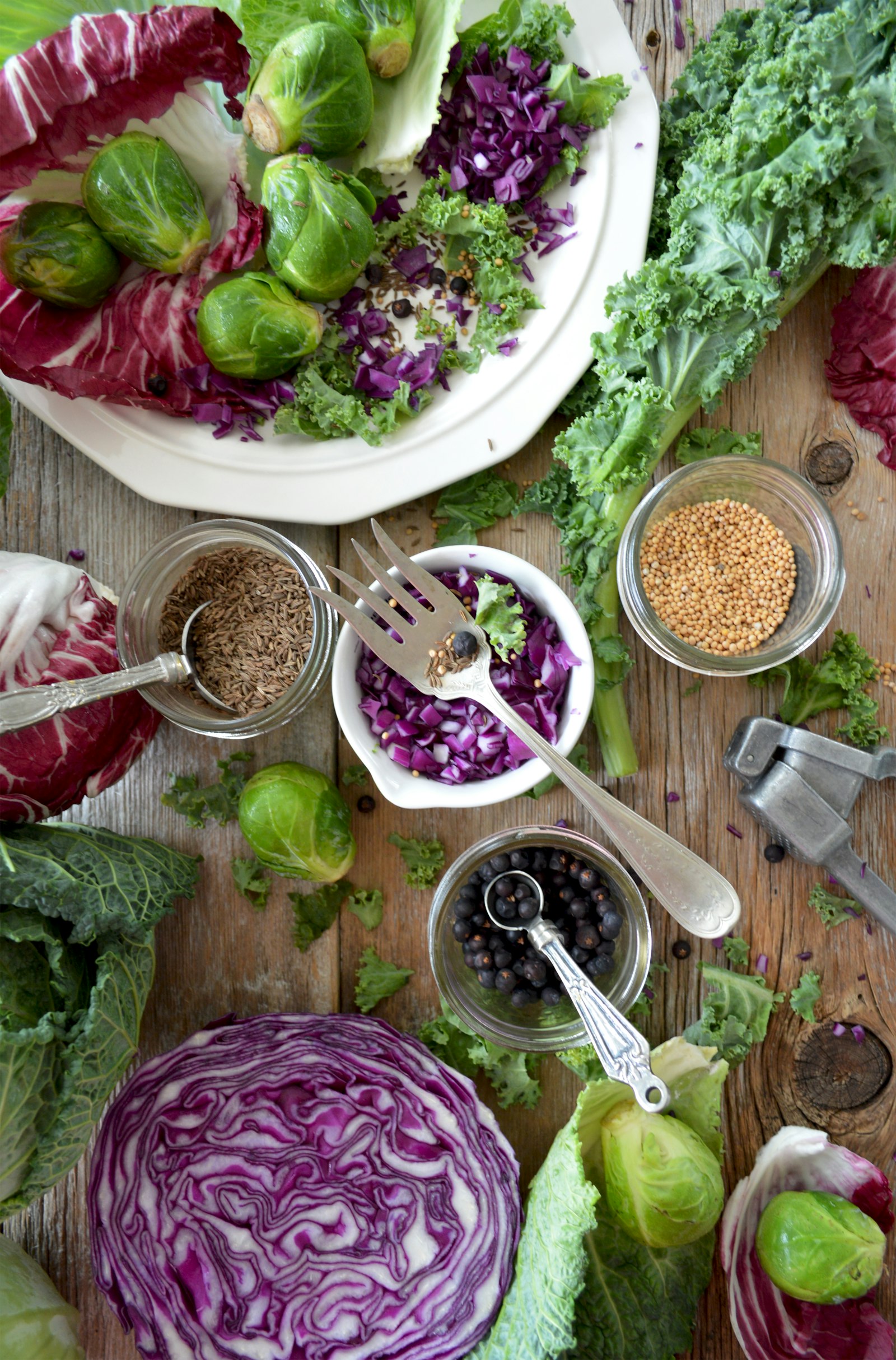 A spread of colourful whole vegetables